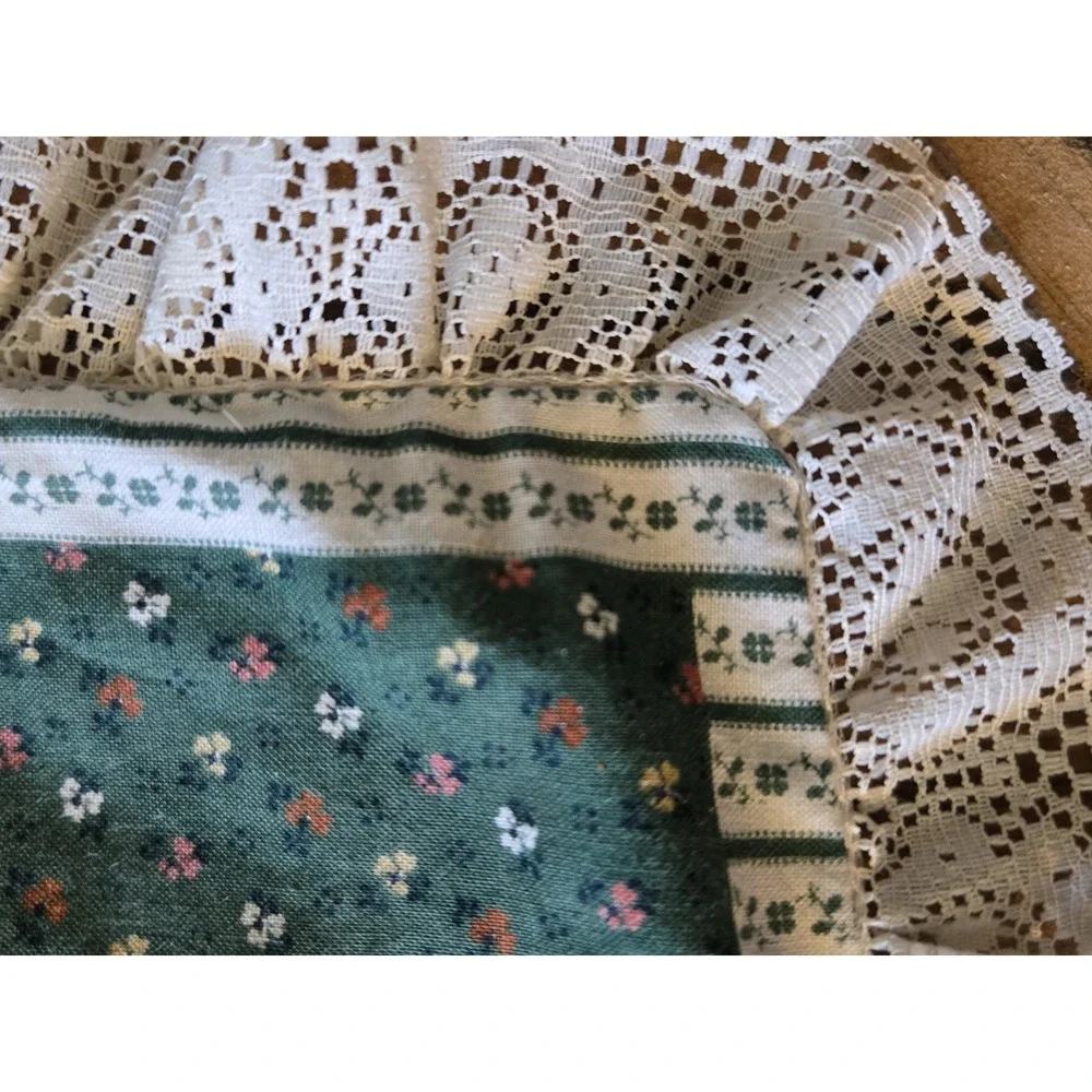Vintage Handmade Bonnet Girl Pillow Cover Lace Ruffle Cottagecore Folk Art
